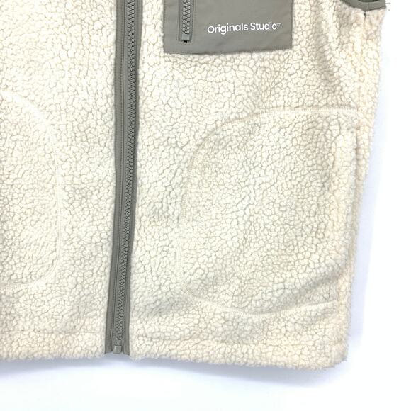 Jack & Jones Originals Studio Sherpa Full Zip Vest Mens Size Medium Cream Gray - Picture 4 of 7